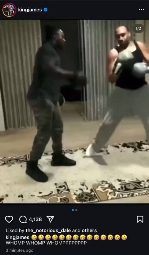 詹姆斯在ig上发了一段视频,笑死了,有点意思