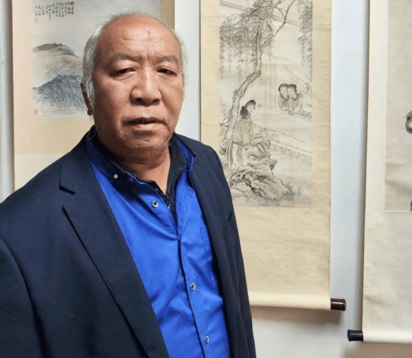 龙涛寿作品《松下封弈图》在北京荣宝斋展览