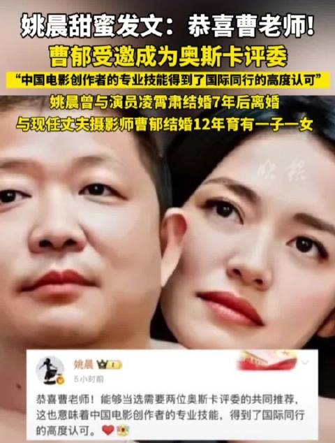 姚晨老公曹郁获邀担任奥斯卡评委