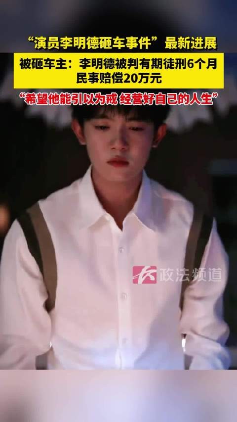 “演员李明德砸车事件”最新进展 被砸车主:李明德被判有期徒刑6个月,赔偿20万