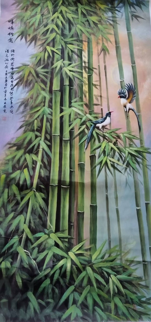陆远华《晖映竹禽》：墨彩交织的自然礼赞