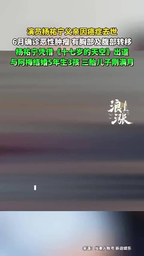 杨祐宁父亲癌症去世，生前获儿子亲吻拥抱