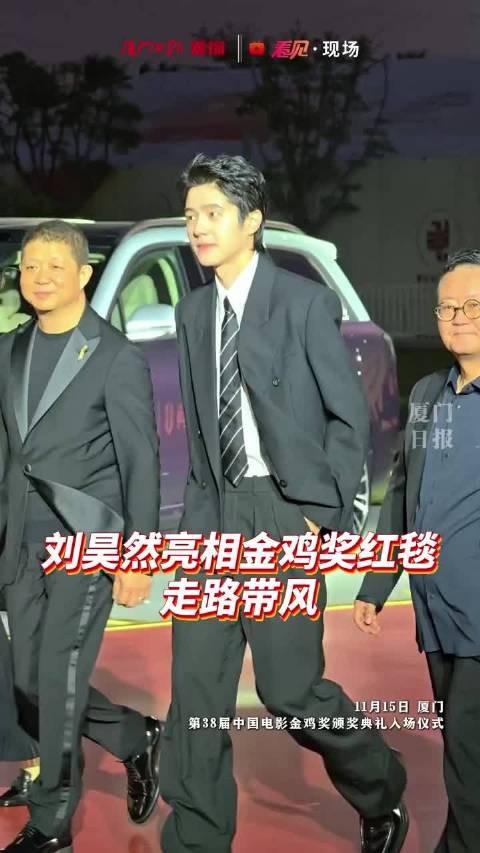 刘昊然黑西装亮相金鸡奖红毯诠释少年魅力