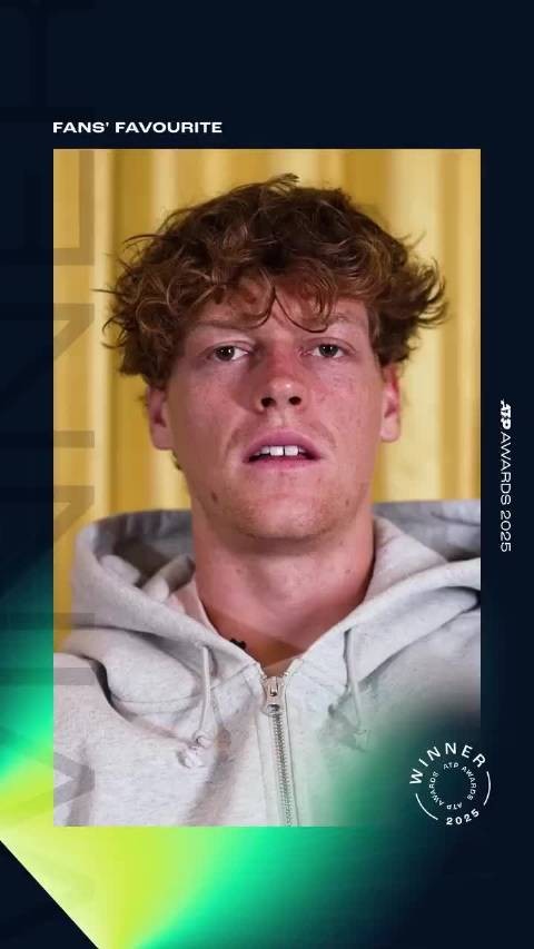 辛纳连续三年当选最受欢迎单打球员