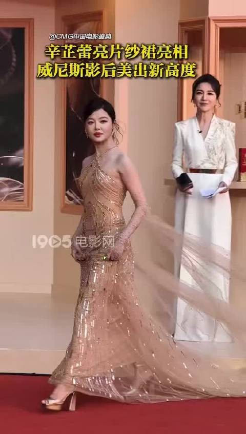 辛芷蕾亮片纱裙亮相CMG中国电影盛典