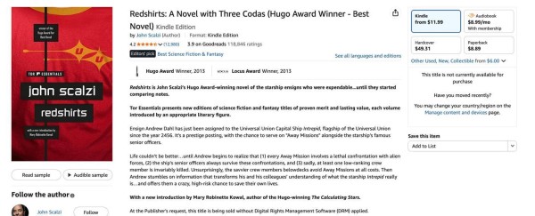 亚马逊Kindle商店支持销售无DRM加密电子书了