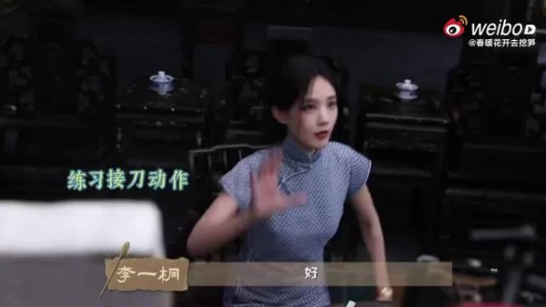 空手接刀配上旗袍，柔美和凌厉同时在线，李一桐这段实拍看得人起鸡皮疙瘩