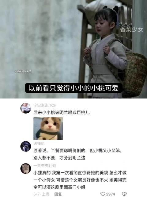 以前看知否只觉得小小桃可爱,现在看才发现这是明兰不受重视的证明