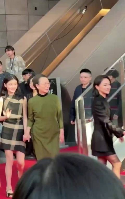 王圣迪16岁一米七与奚美娟釜山红毯牵手