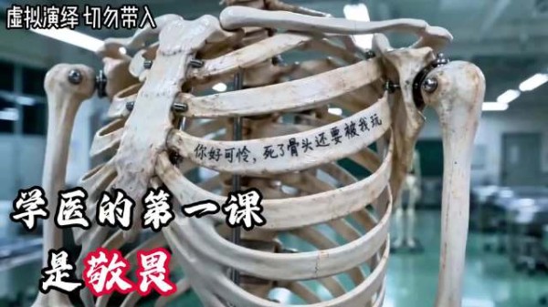 医学生涂鸦调侃大体老师骨骼标本被曝